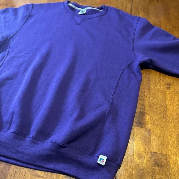 Russell Athletic Crewneck Sweater Sweatshirt Mens Size Large Purple Cotton Poly - Picture 5 of 9